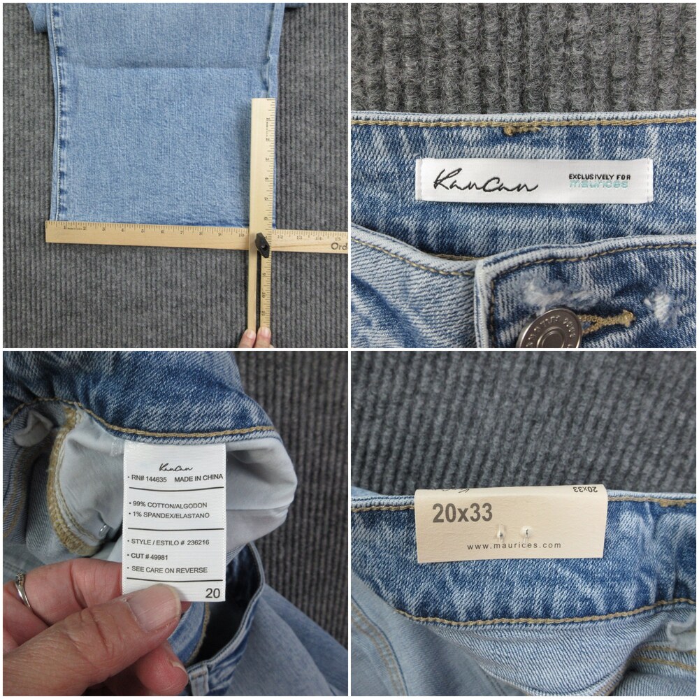KanCan Jeans Womens 20W Blue Wide-Leg High Rise Distressed Stretch 41x32* NWT - Picture 14 of 16